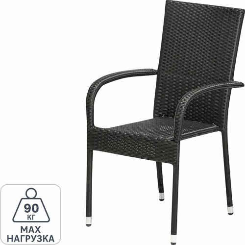 Стул Парис GS013 62x55x94 см искусственный ротангсталь черный 15139₽