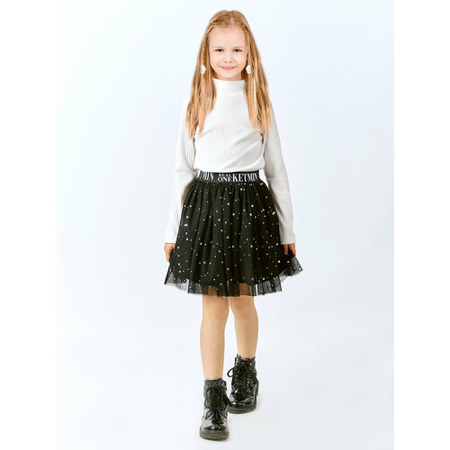 фото Юбка ketmin, размер 128-134, серебряный, черный