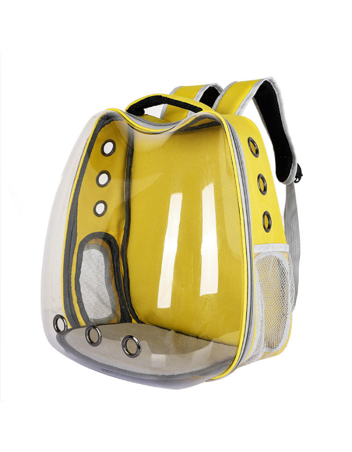 Рюкзак для животных мелких пород желтый с прозрачной дверцей - фотография № 1