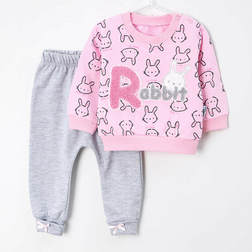 фото Костюм baby hi, размер 80, розовый, серый
