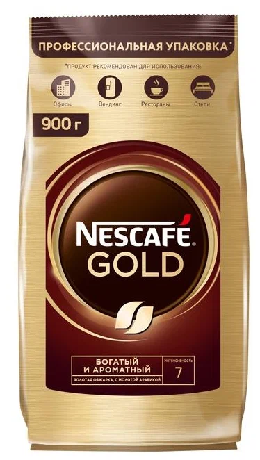 Кофе растворимый Nescafe Gold, 900 г пакет (Нескафе)