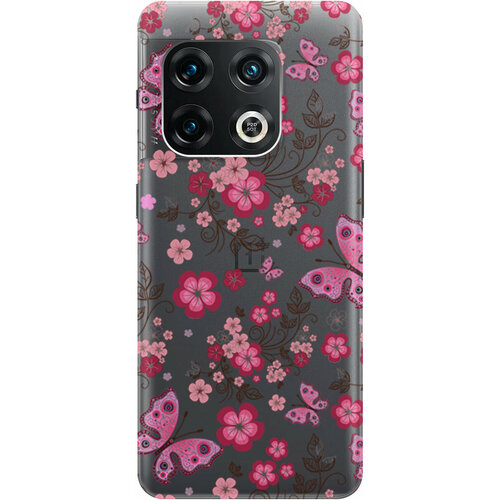 Силиконовый чехол на OnePlus 10 Pro / ВанПлюс 10 Про с 3D принтом Butterflies and Flowers прозрачный силиконовый чехол на oneplus 11 ванплюс 11 с 3d принтом butterflies and flowers прозрачный