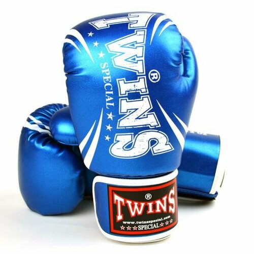 фото Боксерские перчатки twins special fbgvs-tw6 metallic blue, 16 oz, синий