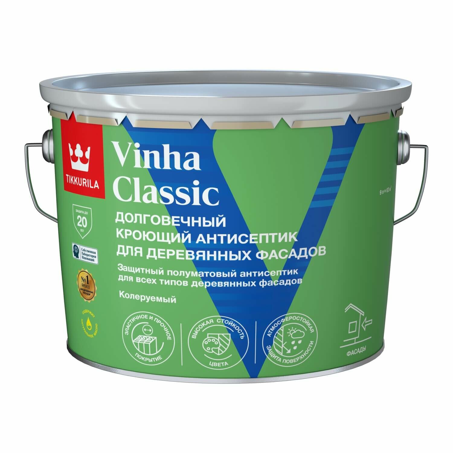 Кроющий полуматовый антисептик для деревянных фасадов Tikkurila Vinha Classic