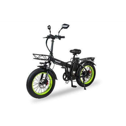 Электровелосипед Minako F10 Pro Гидравлика 2024 500W с салатовым ободом 80000₽