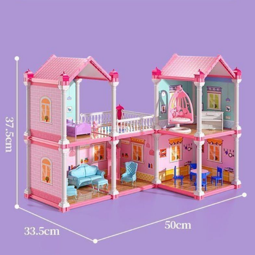 фото Кукольный дом с освещением мебелью куклами 2 этажа my dream house