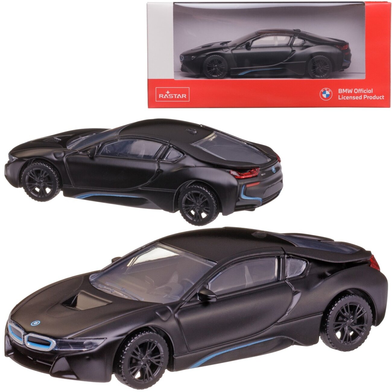 Машина металл. 1:43 BMW i8 цвет черный RASTAR 58400B