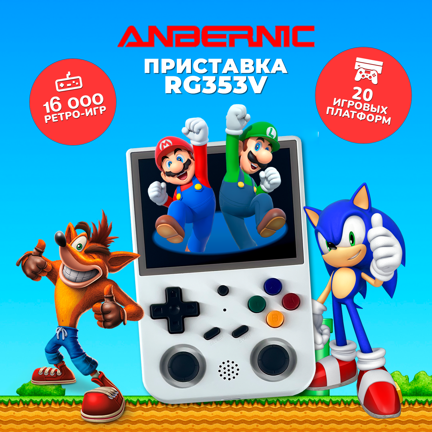 Новые игровые консоли Аnbеrnic RG353V 16+64Gb(10000игр)Белый