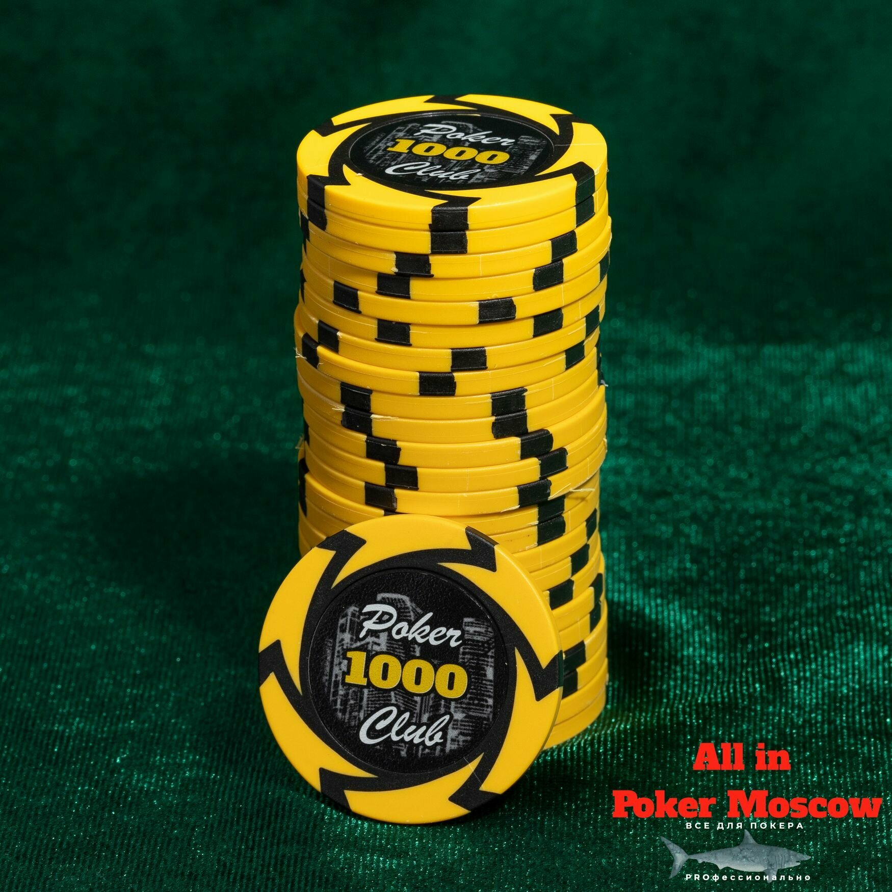 Фишки для покера номинал 1000 Желтые 25 шт