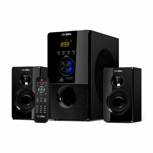 Колонки SVEN MS-2050 21 чёрные 30Вт 2 x 125 Вт FM-тюнер USBSD дисплей пульт ДУ Bluetooth 929100₽
