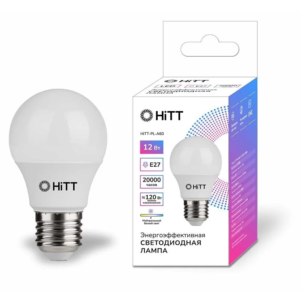 Лампа светодиодная Hitt-PL-A60 E27 12 Вт 6500 К груша матовая - фото №3