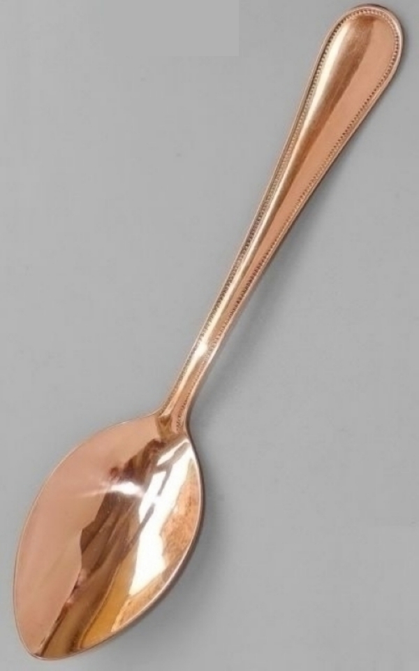 фото Ложка столовая Сонет, медь, Длина 20 см, ширина 4.3 см, толщина 2 мм. Марка меди М1. Вес 56 г.
