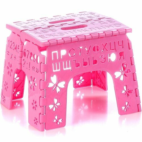 Альтернатива детский стул-ступенька Алфавит М4959 цвет розовый