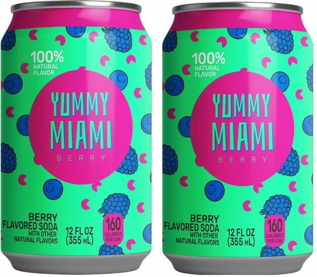 Газированный Напиток Yummy Miami Berry 2 шт по 355 мл, США