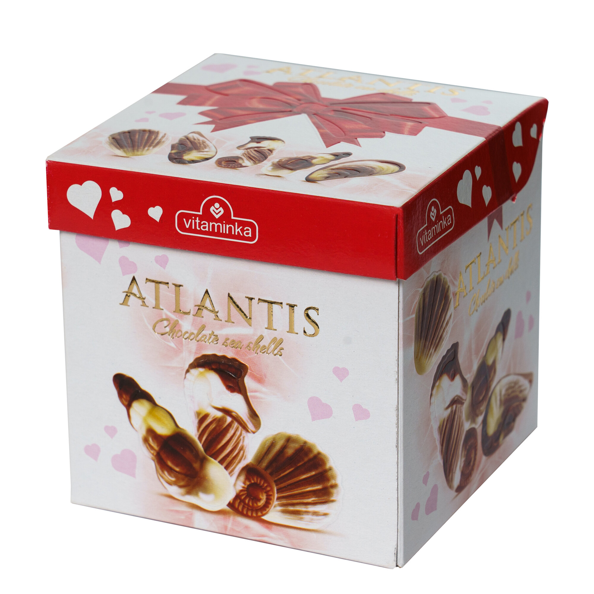 ATLANTIS Морские ракушки  Бант   конфеты из белого и темного шоколада с начинкой из орехового крема  93г