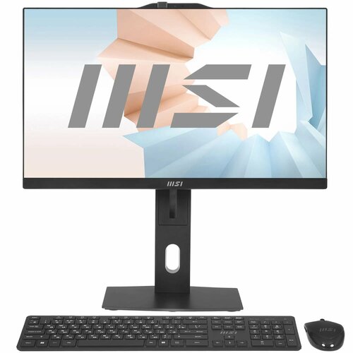 Моноблок MSI Modern AM242P 12M-206RU 23.8 FHD, Intel Core i7-1260P, 16Gb , 512Gb SSD, no ODD, Intel® HD Graphics, Wireless KB+M, Non-touch, Adjustable Stand, W11P, Черный моноблок msi all in one modern am242tp 23 8 fhd anti glare multi touch core i5 1240p 1 7ghz 120w m 2 1 512gb 16gb 8gb 2 802 11 ax