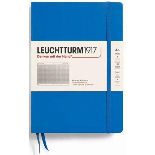 Leuchtturm 369790 Блокнот leuchtturm classic, a5, 80 г/м2, 251 стр, в клетку, твердая обложка, небесный