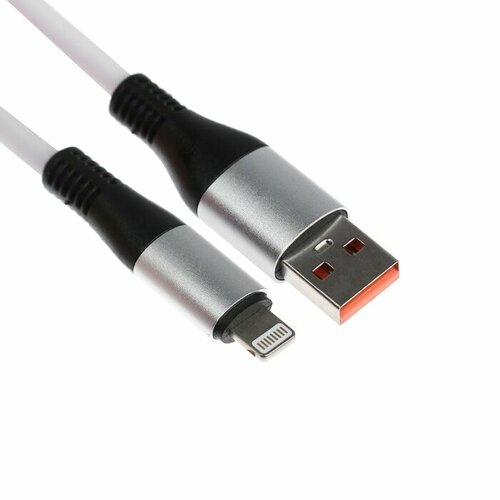 Кабель Lightning - USB, 5 A, оплётка TPE, утолщенный, 1 метр, белый кабель lightning usb 5 a оплётка tpe утолщенный 1 метр оранжевый