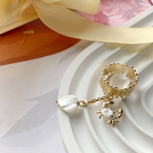 кольцо love позолота с выборочным родированием 16 5 размер Кольцо Catterine.U, размер 16, ширина 9.5 мм, золотой