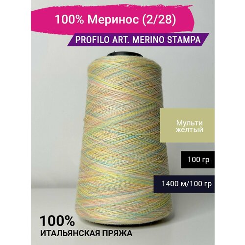 Пряжа Profilo art. Merino Stampa 100% Меринос (2/28) 100 гр. Пряжа на конусе Италия