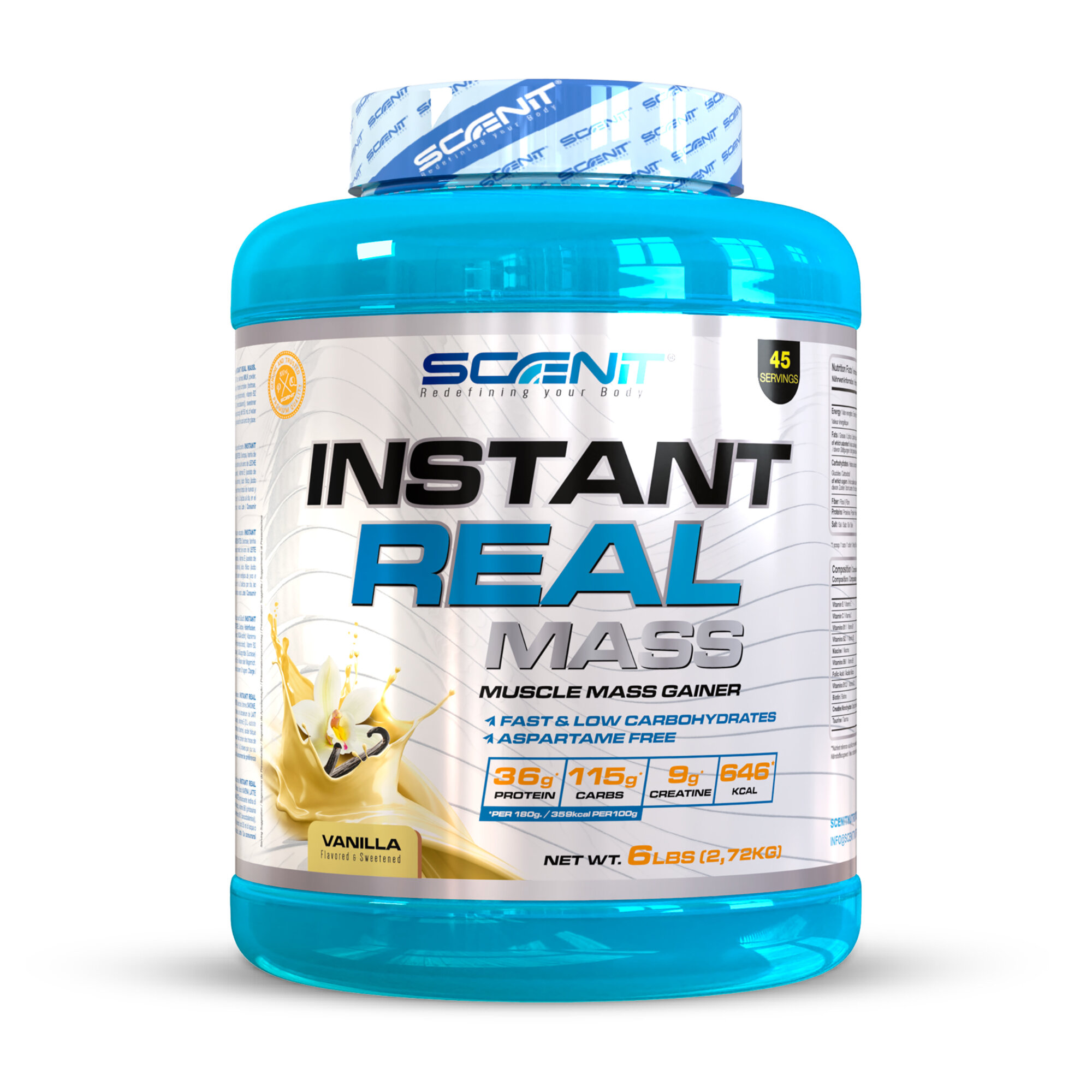 Гейнер Scenit Nutrition Real Mass 2.72 кг. Вкус: Ваниль
