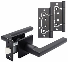 Комплект фурнитуры для двери Lavelly Viola с защелкой и петлями квадратная розетка черный (990333)