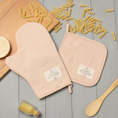 Набор кух Этель Kitchen цв бежевый варежка-прихватка 20х28см прихватка 19х19см100 хл 909₽