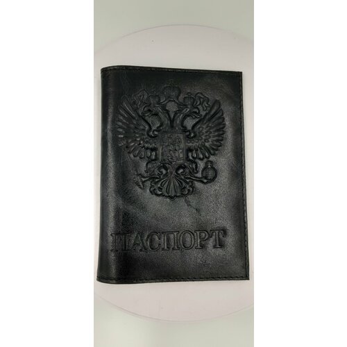 фото Обложка для паспорта кожевенная мануфактура, черный