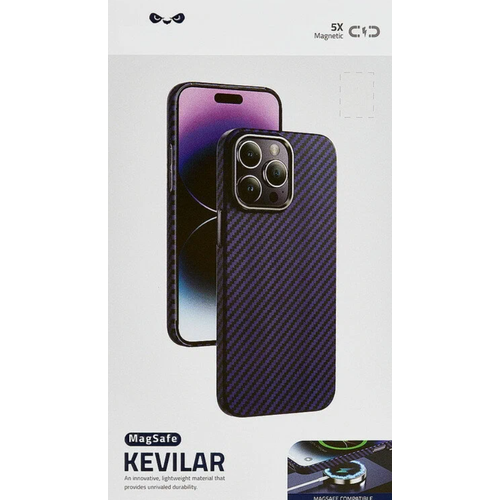 Чехол для iPhone 14 Pro Max с MagSafe Keephone KEVILAR, кевларовый чехол для Айфон 14 Про Макс фиолетовый