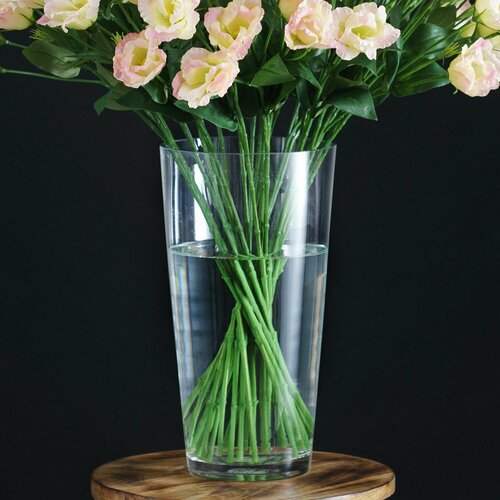 Ваза для цветов и сухоцветов стеклянная прозрачная декоративная интерьерная D15xH35