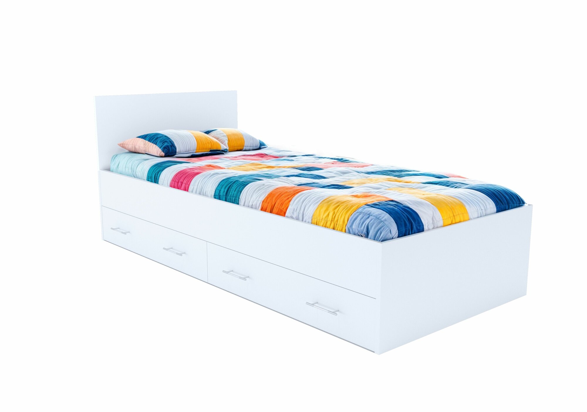 Односпальная кровать Амелина с ящиками 80х200, белая, Мебель Кинг