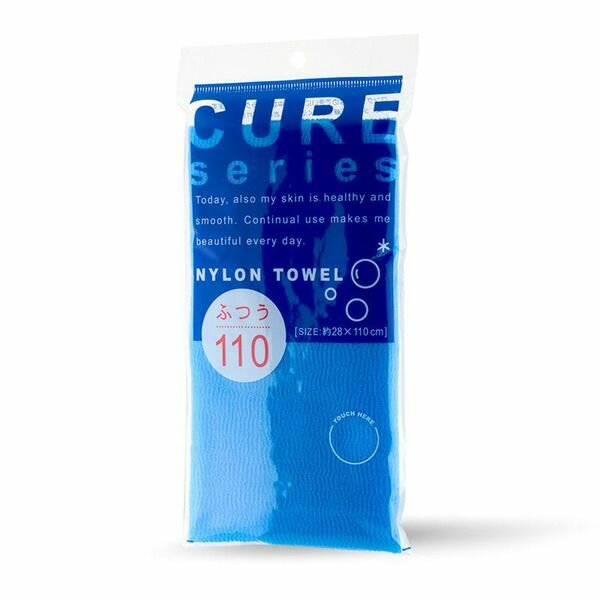 OHE Cure 2 Мочалка для душа средней жесткости из 100% ультратонкого нейлона, голубая, размер 28Х110см 1 шт