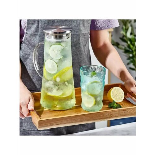 Графин стеклянный со стальной пробкой и ручкой 12 л 1656₽