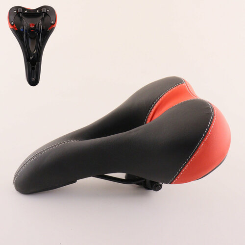 Седло велосипедное спортивное с дыркой (140x250 mm. красный) DS седло велосипедное 260х170 мм спортивное узкое с вентиляцией