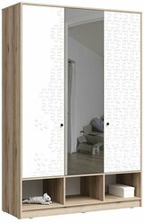 Шкаф для одежды с зеркалом детский Нонтон Киви ШК-03 супермат белый / дуб делано, 138 см
