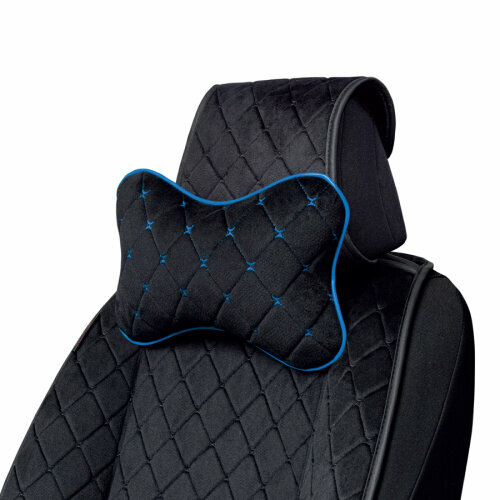 Подушка - подголовник косточка Autoprofi алькантара поролон 5 мм прострочка 30 х 20 см черно-синяя AUTOPROFI ALC-100NP BKBL цена за 1 шт 1160₽