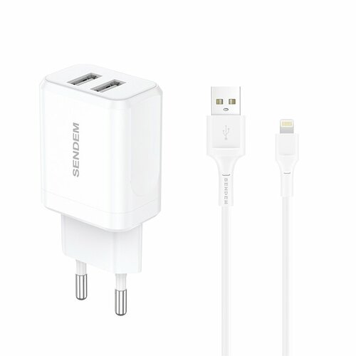 Sendem OG32 USB + кабель IOS Lightning 1м 5B, 3400mA зарядное устройство авто usb кабель ios lightning 5b 2400ma borofone bz12