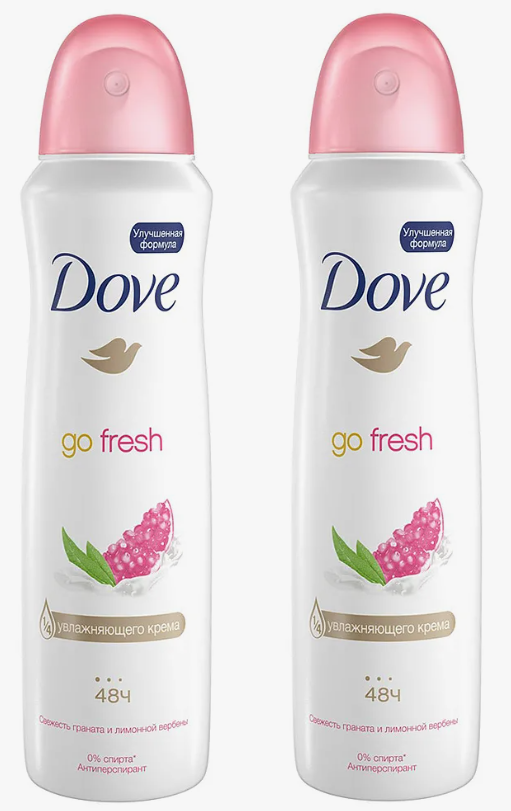 Дезодорант-антиперспирант спрей Dove Go Fresh Пробуждение чувств, 150 мл, 2 шт