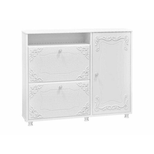 Тумба под обувь 2-х секционная с дверью Италия ИТ-24 белое дерево Белый 12751₽