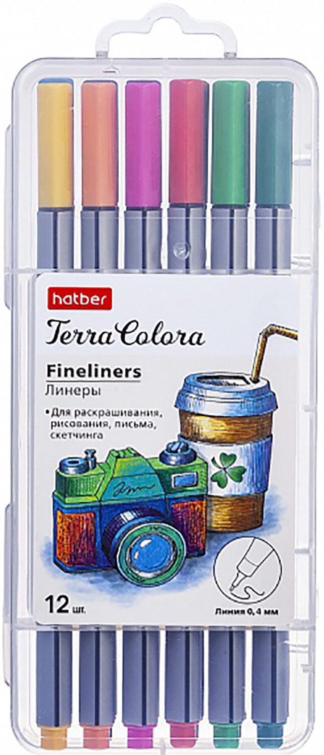 Набор линеров Terra Colora. Travel, 12 цветов, на водной основе Хатбер - фото №4