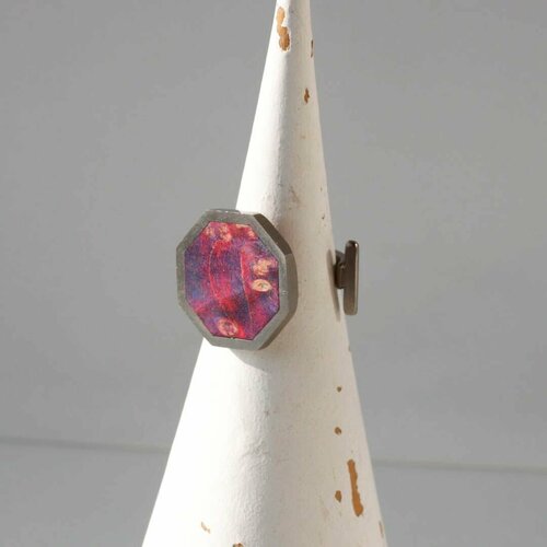 Кольцо Медведик Арт, дерево, безразмерное, фиолетовый