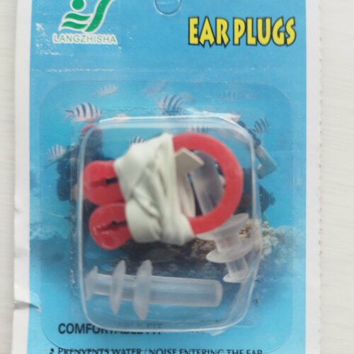 Набор для плавания (беруши плюс зажим для носа) на блистере красный беруши для плавания с шумоподавлением многоразовые защита слуха силиконовые со шнуром 1 шт