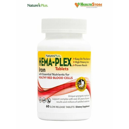 NaturesPlus HEMA-PLEX Iron Tablets 60 таблеток железо хема плекс hema plex 60 Железо витамины