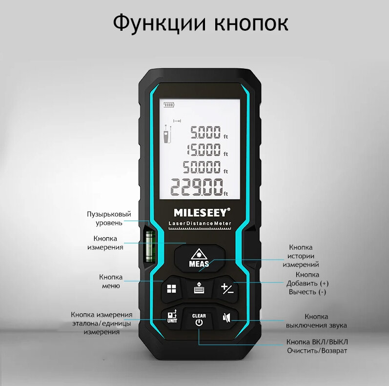 Лазерный дальномер цифровой со встроенным уровнем Laser distance meter S6 40 м / Рулетка дальномер