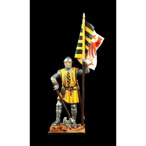 Оловянный солдатик: Немецкий пехотинец со знаменем, XIV в. немецкий пехотинец 14 век солдатик оловянный