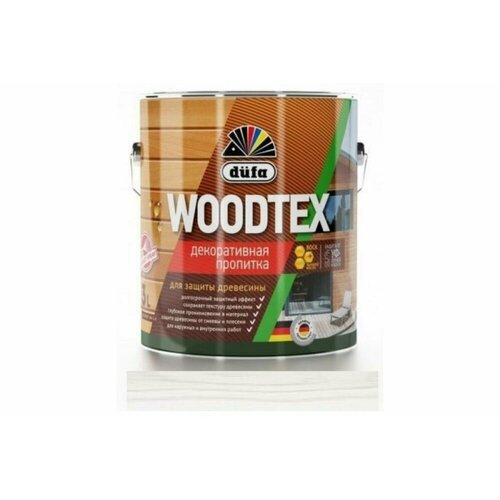 фото Пропитка dufa woodtex 9л белая для дерева алкидная с твердым воском в составе / дюфа вудтекс