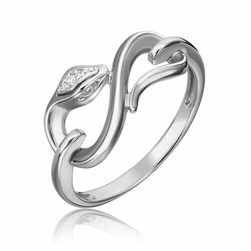 Кольцо PLATINA «Змея. Безграничность возможностей», белое золото, 585 проба, родирование, бриллиант