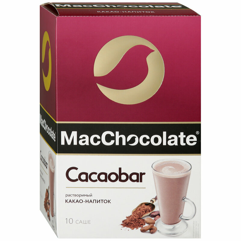 Какао-напиток растворимый в пакетиках MacChocolate Cacaobar, 10 пак, 200 г