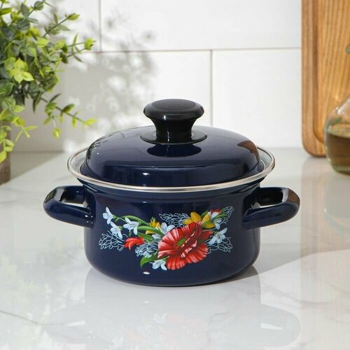 Кастрюля цилиндрическая 1 л деколь индукция цвет тёмно-синий 2207₽