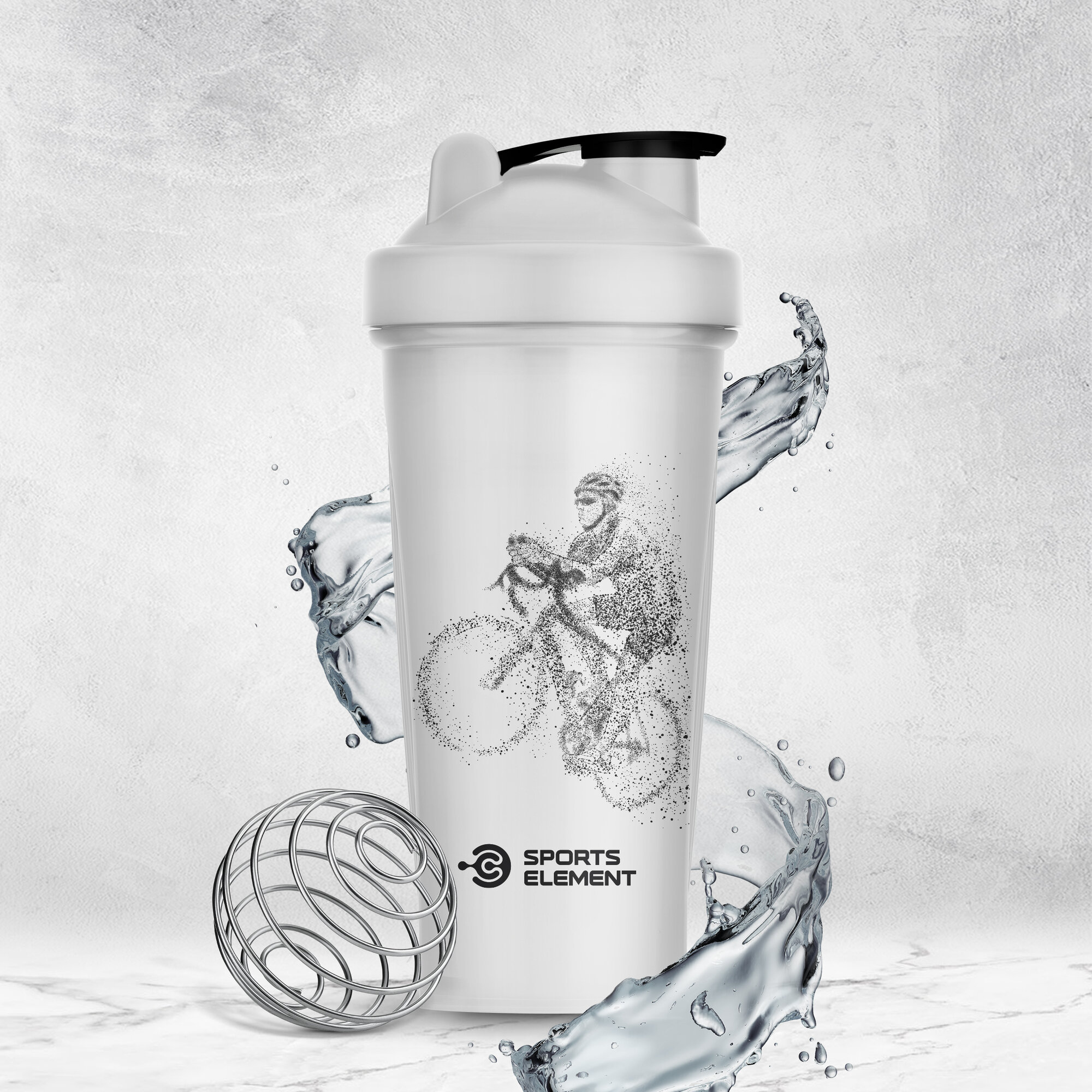 Шейкер для спортивного питания Sports Element "Bicyclist" , 600 мл. С шариком